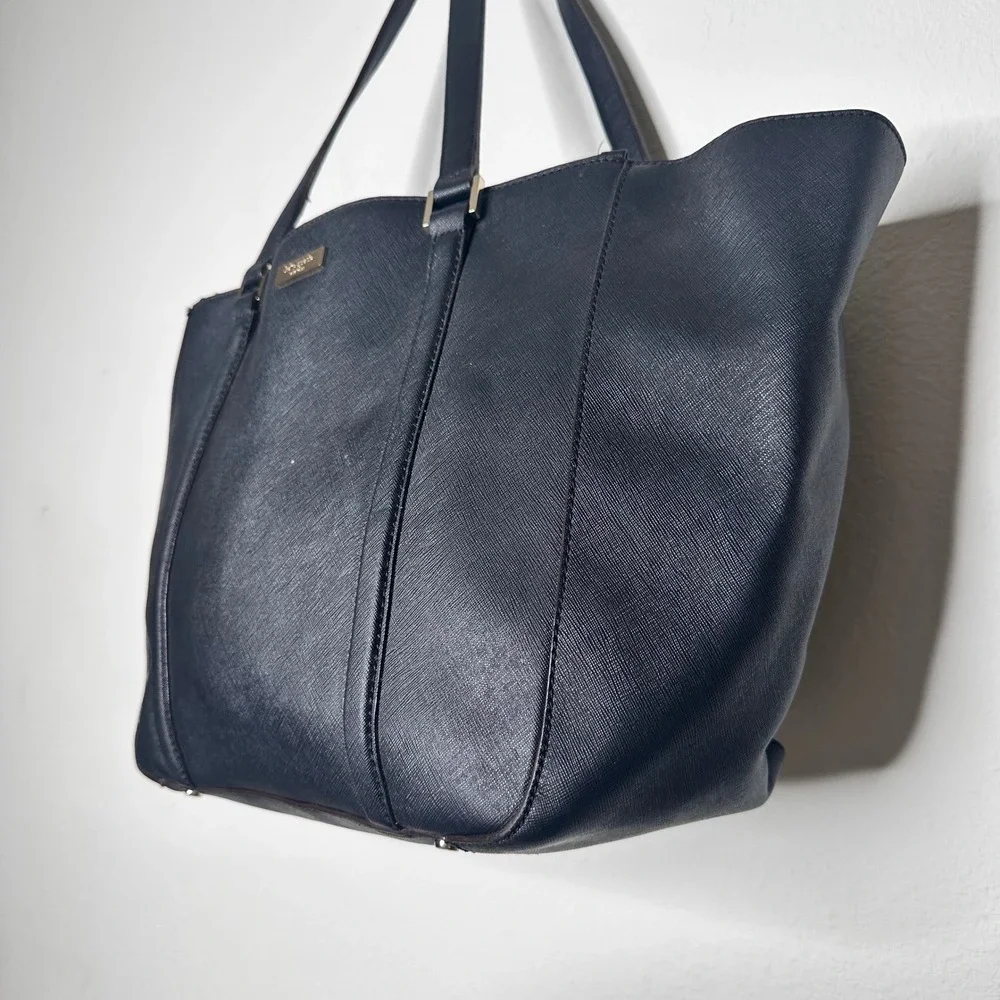 Kate Spade New York Black Saffiano Leather‎ Triple Compartment Tote Bag Large